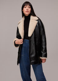 Maya Leather Belted Coat