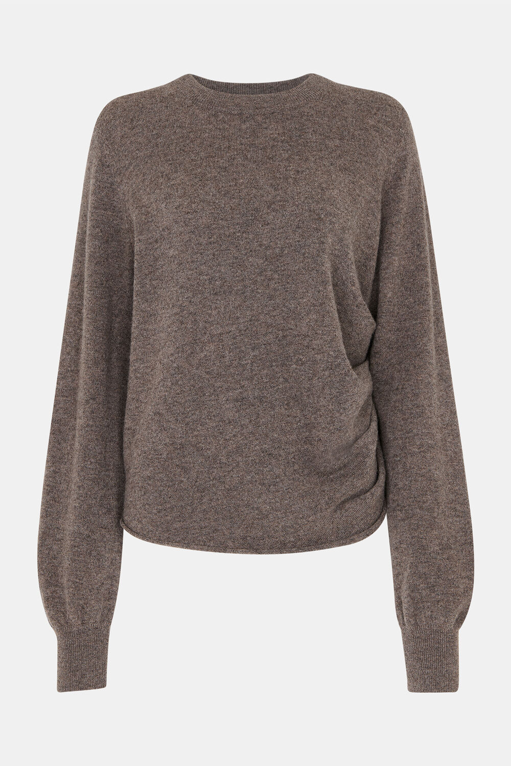 Taupe Side Ruched Detail Sweater