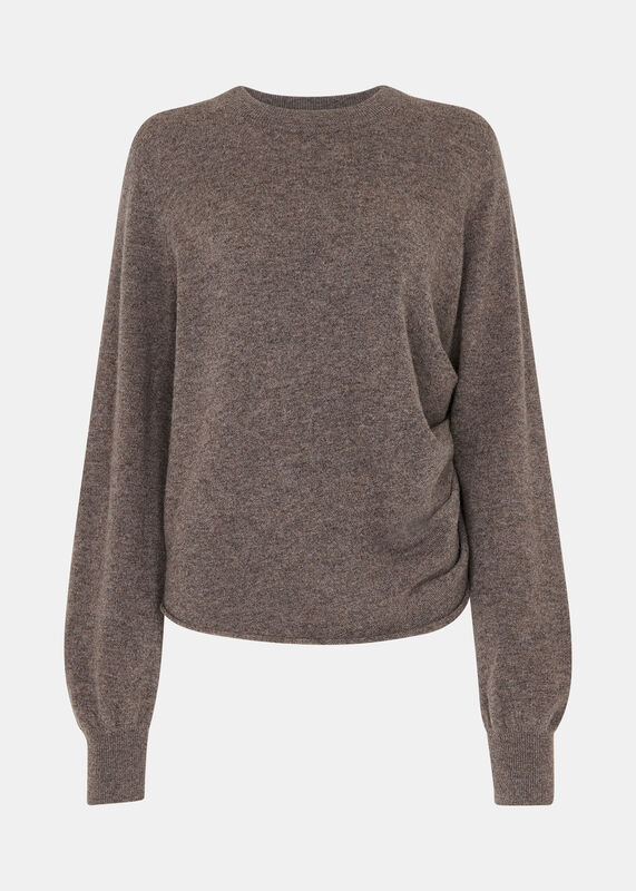 Taupe Side Ruched Detail Sweater