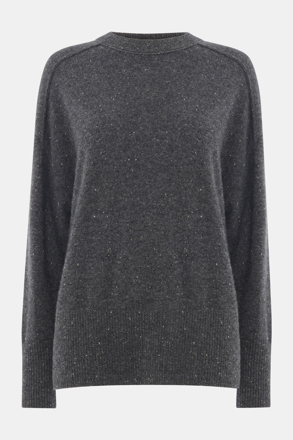 Dark Grey Cashmere Fleck Crew Neck Knit