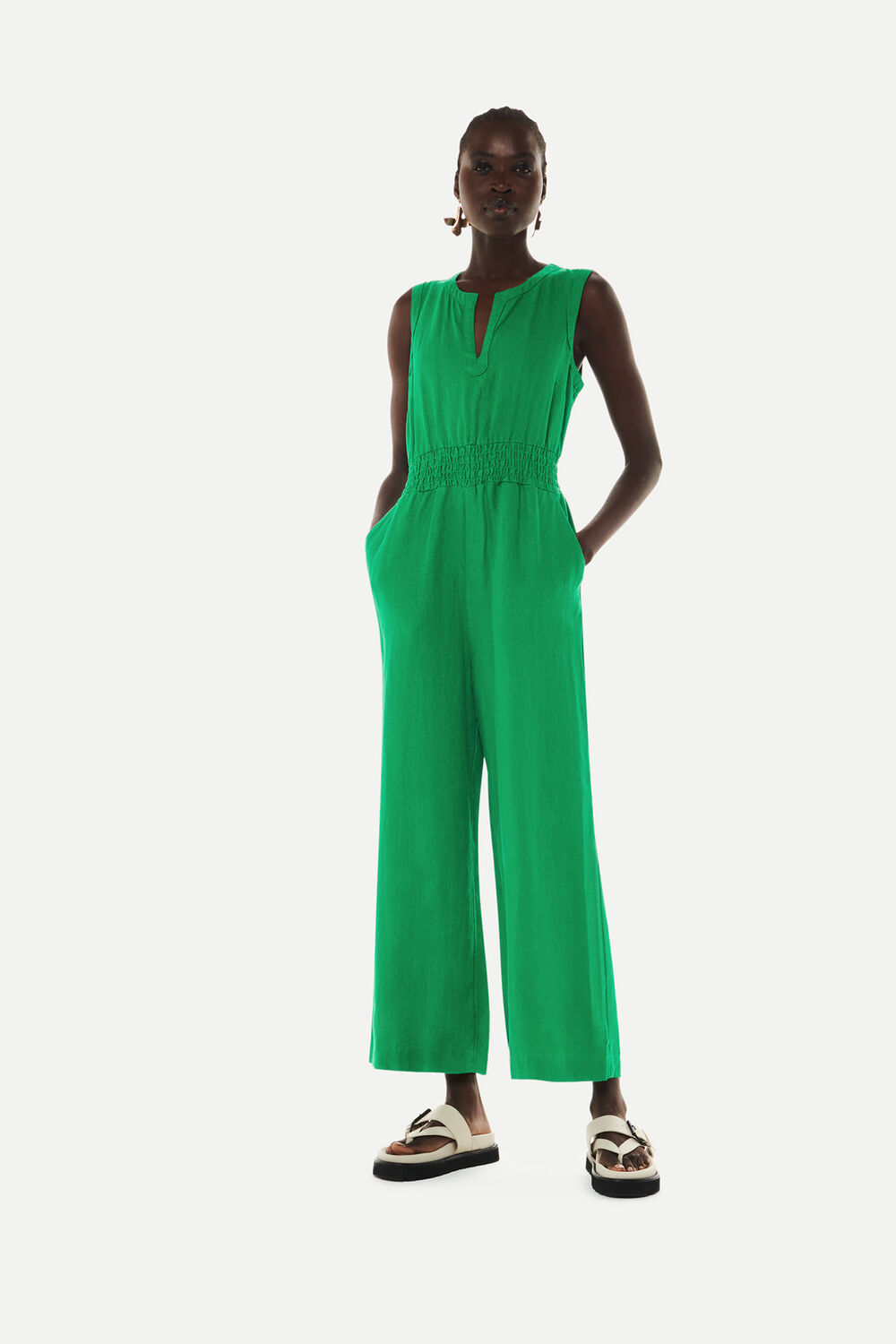 Green Danny Linen Jumpsuit