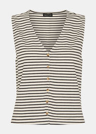 Button Up Stripe Rib Tank