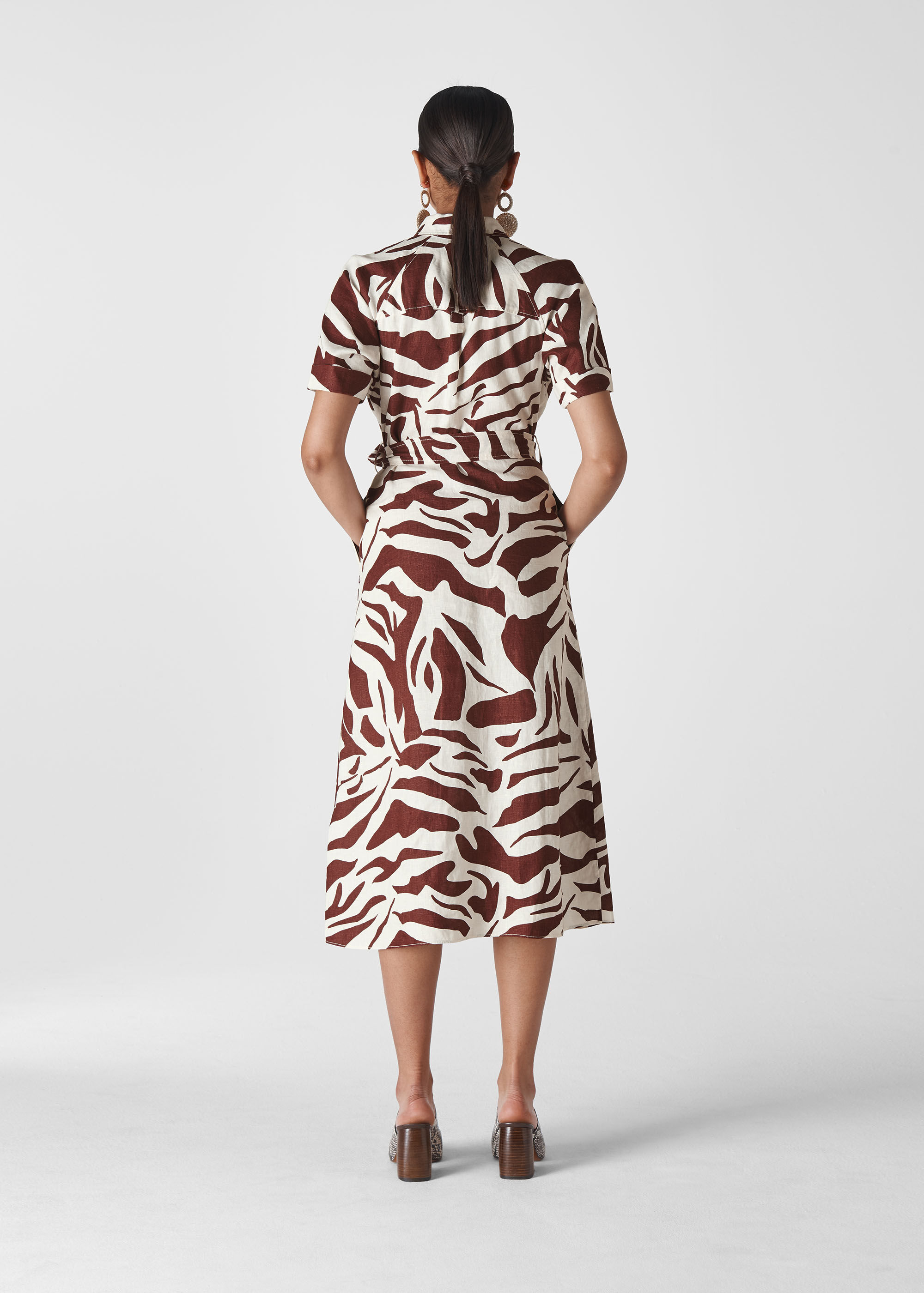 Brown/Multi Graphic Zebra Shirt Dress | WHISTLES | Whistles US |