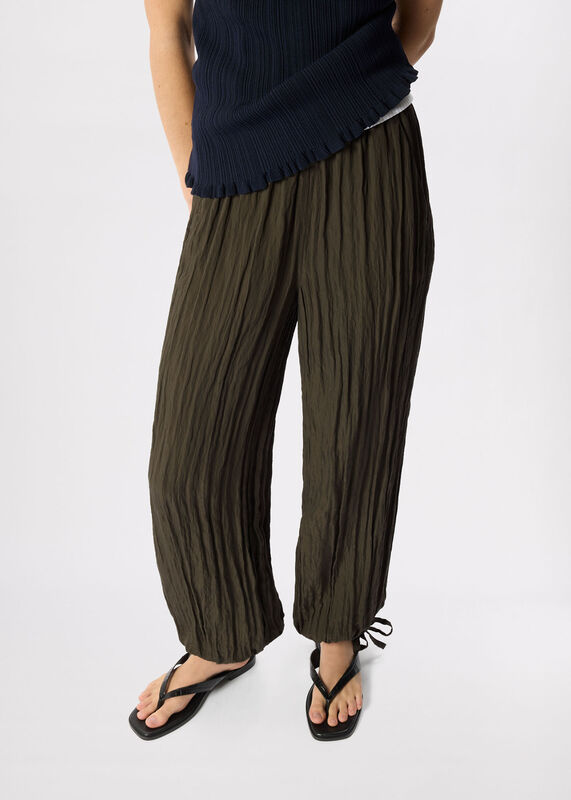 Khaki Balloon Tie Hem Trousers