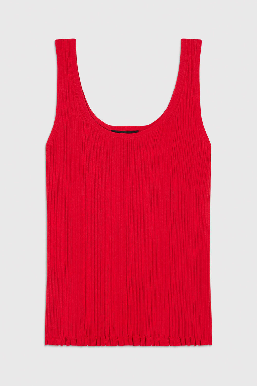 Red Frill Hem Knitted Vest