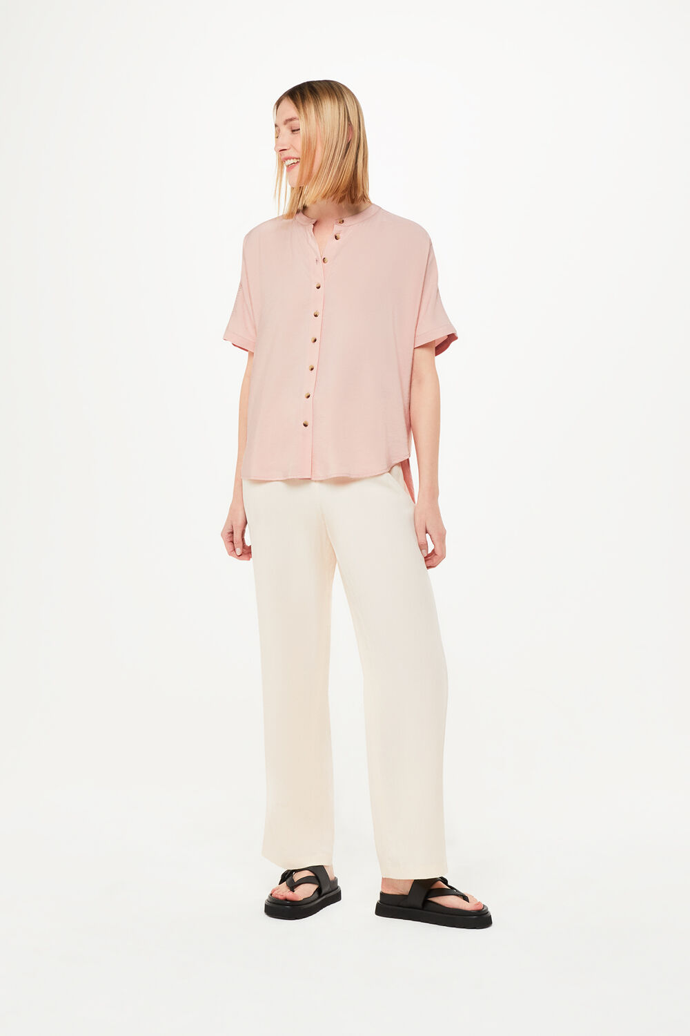 Pink Maisie Shirred Sleeve Blouse