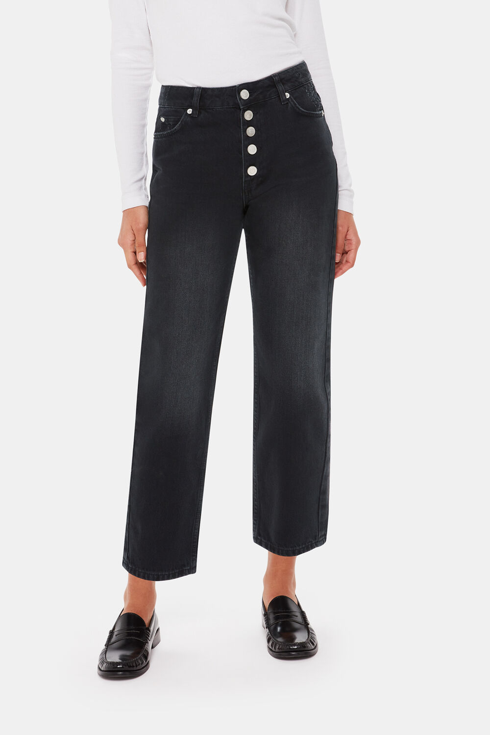 Black Authentic Hollie Button Jean