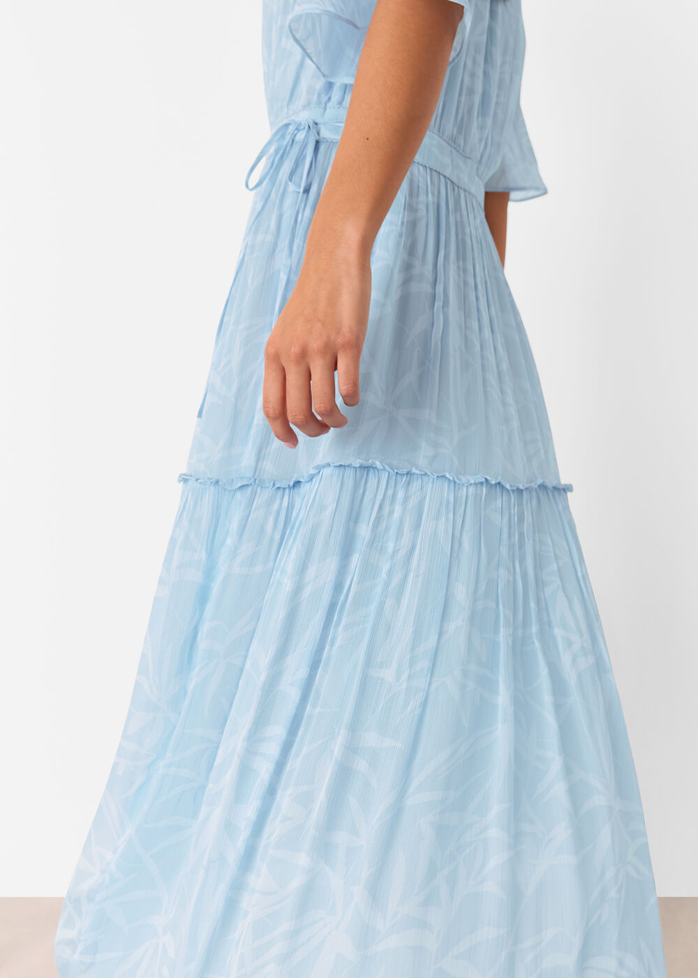 Petite Bamboo Leaves Gathered Dress