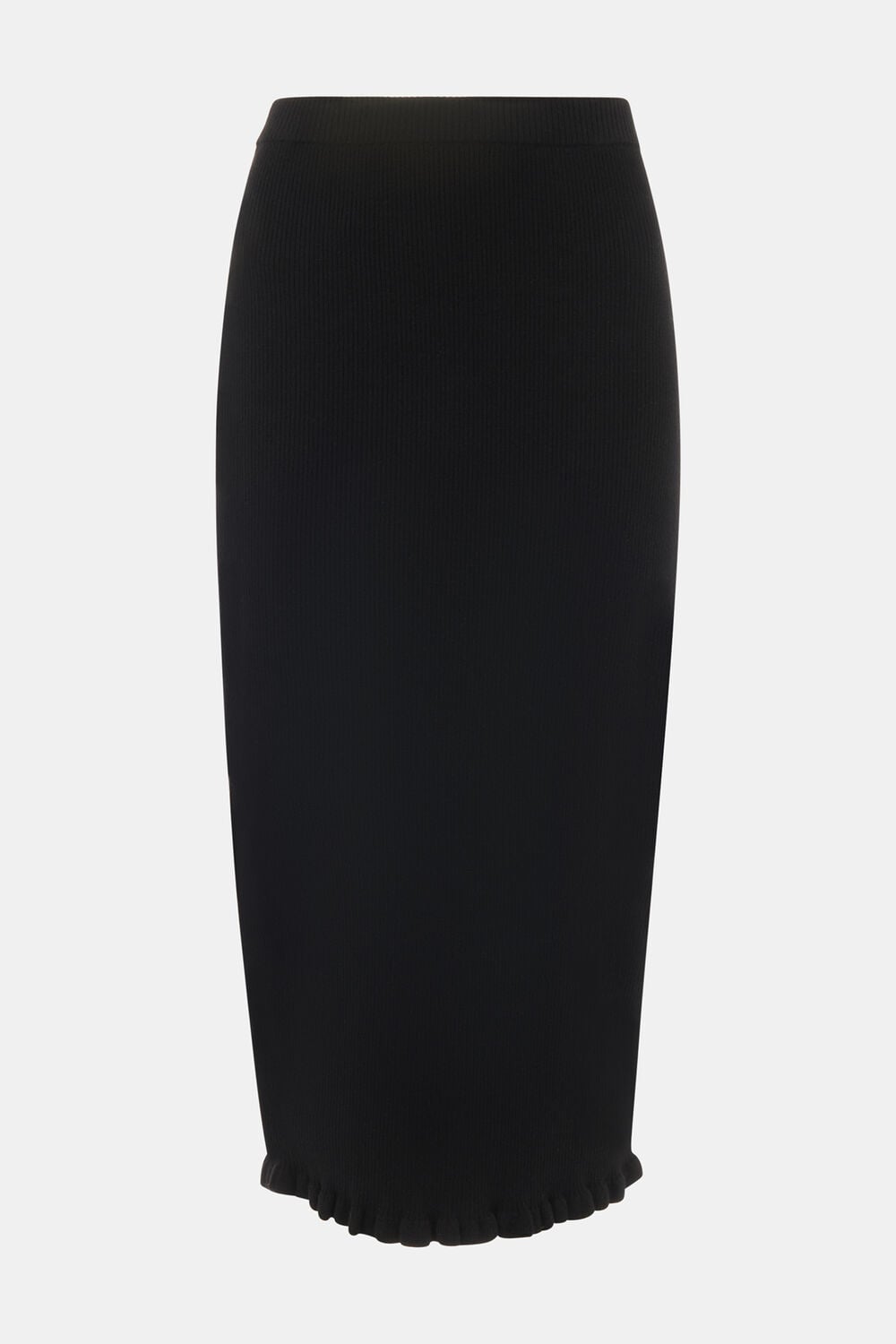 Frill Hem Knitted Midi Skirt
