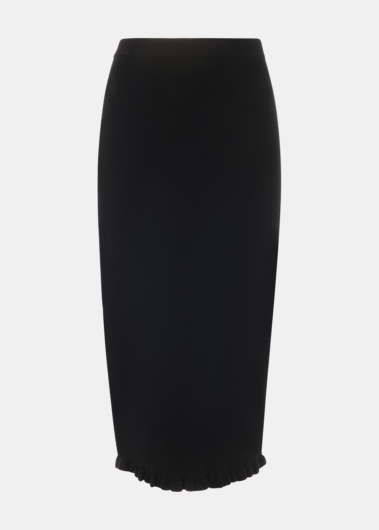 Black Frill Hem Knitted Midi Skirt | WHISTLES