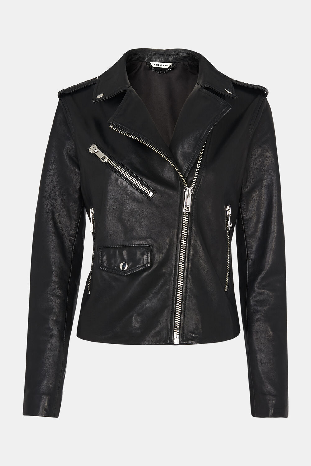 Agnes Pocket Leather Jacket Black