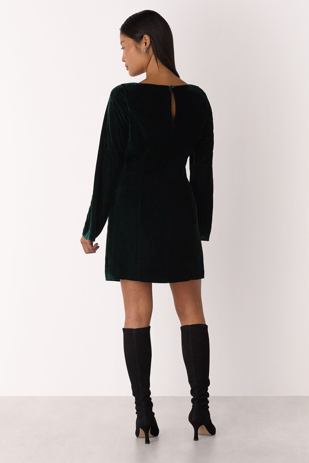 Petite Velvet Flare Sleeve Dress