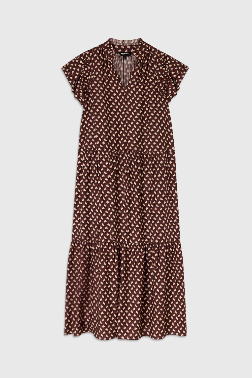 Brown Ikat Spot Midi Dress