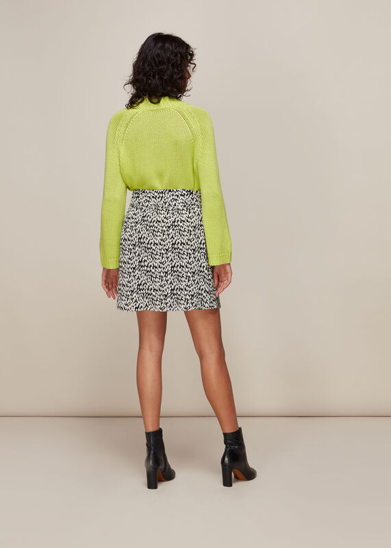 Black Petal Print Wrap Skirt