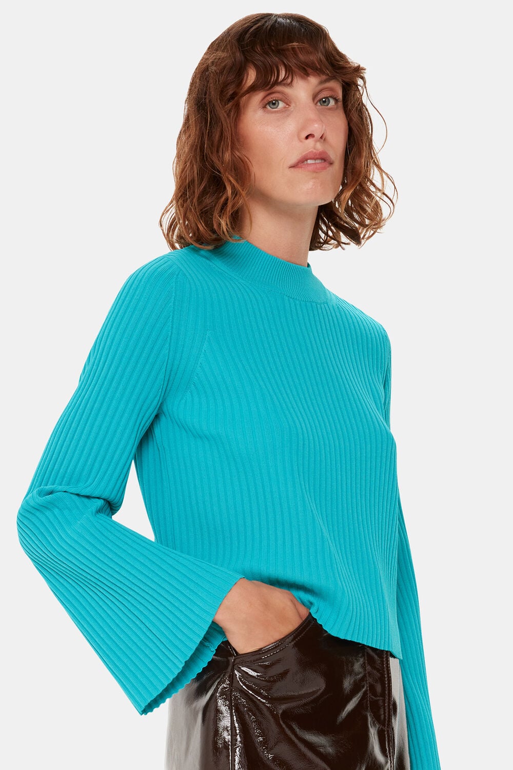 Turquoise Fluted Sleeve Tunic