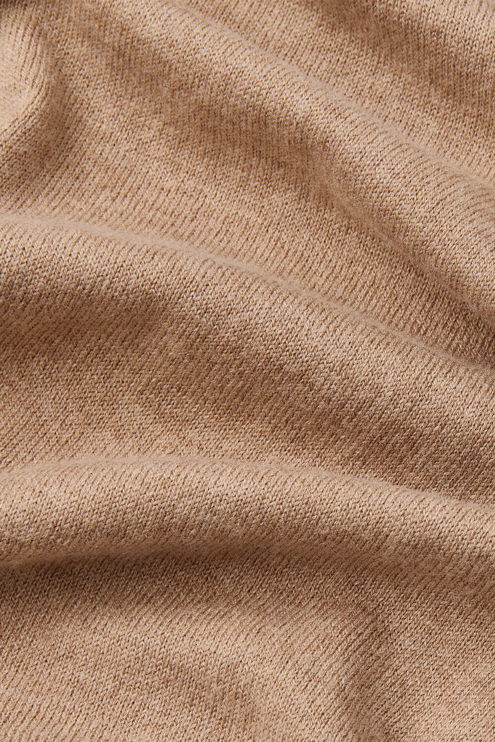 Camel Fine Wool Mix Funnel Neck Knit