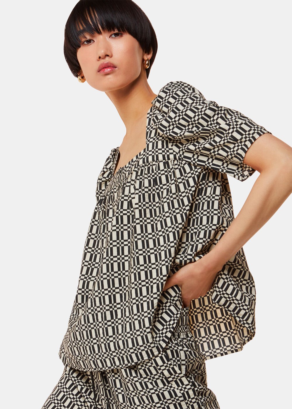 Link Check Square Neck Top