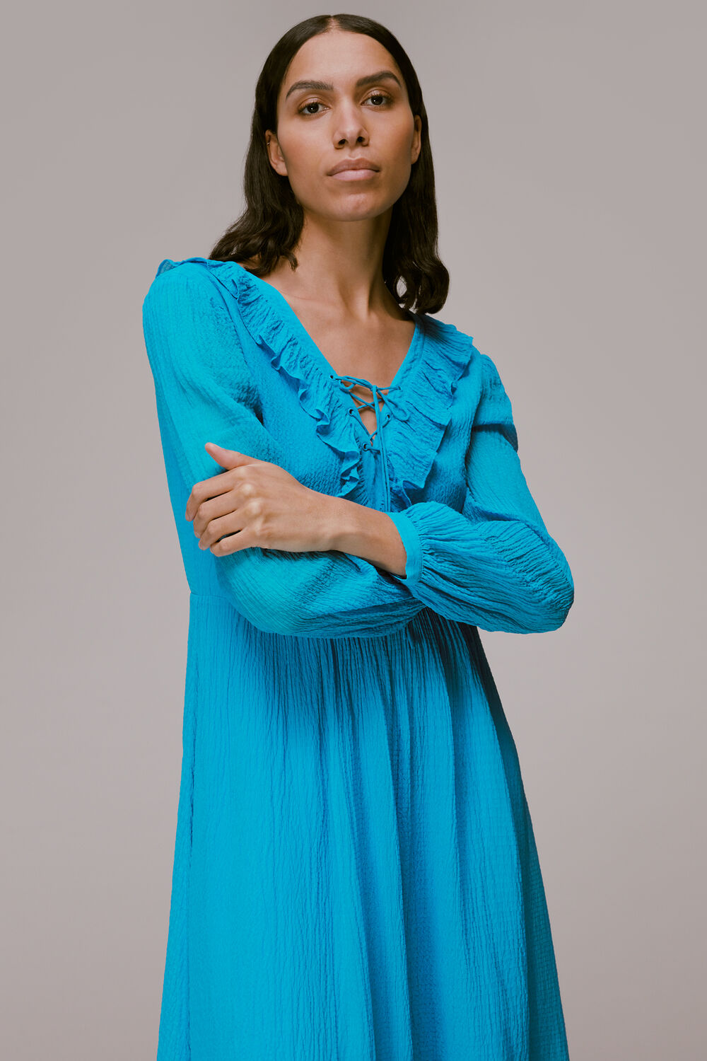 Ruffle Detail Midi Dress