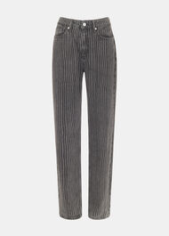 Washed Stripe Straight Jean