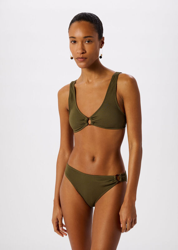 Khaki Ring Detail Bikini Top