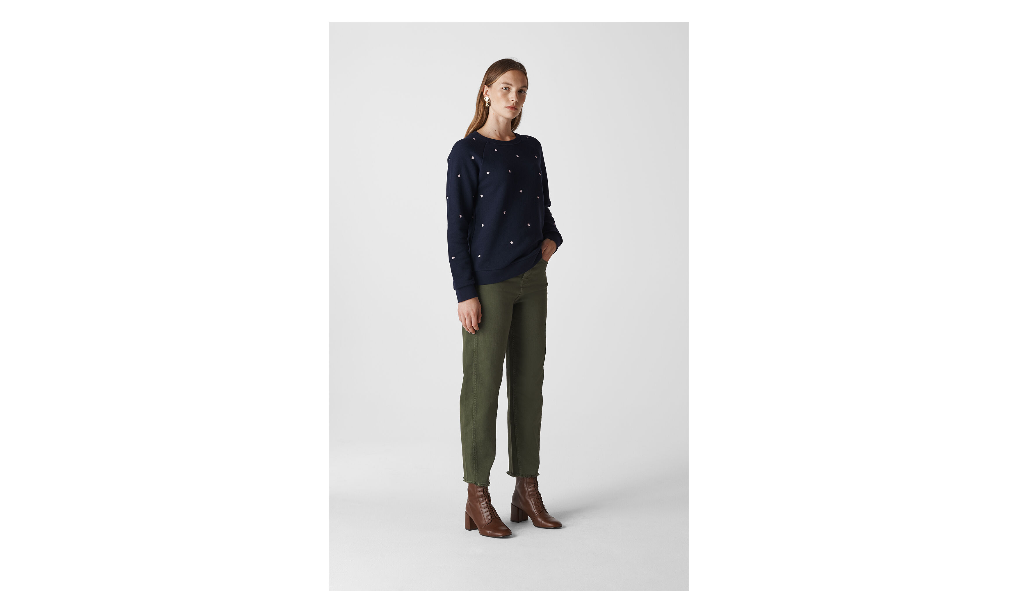Whistles heart embroidered sweatshirt clearance