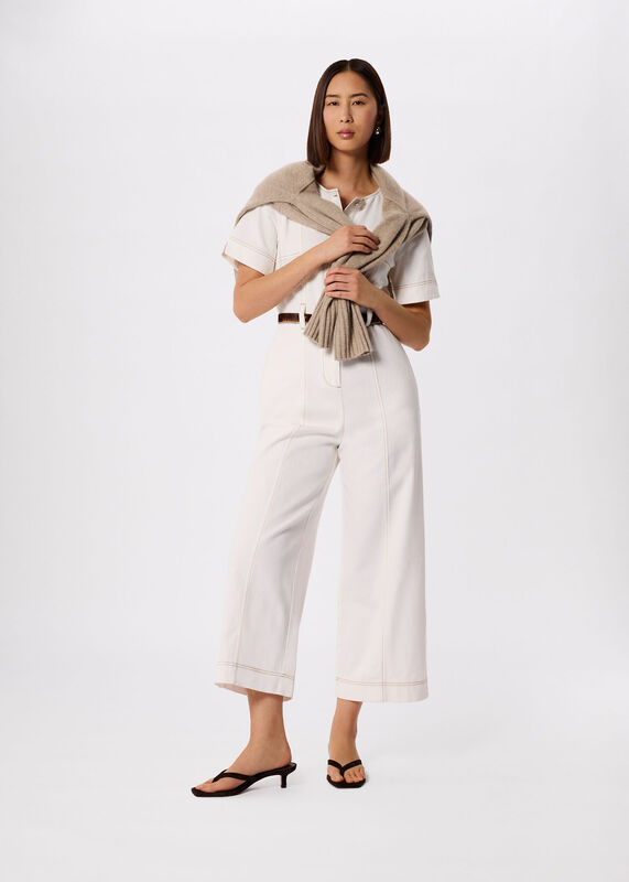 Ivory Button Down Jumpsuit