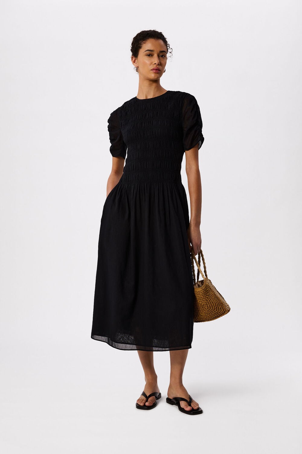 Black Avery Smocked Dress