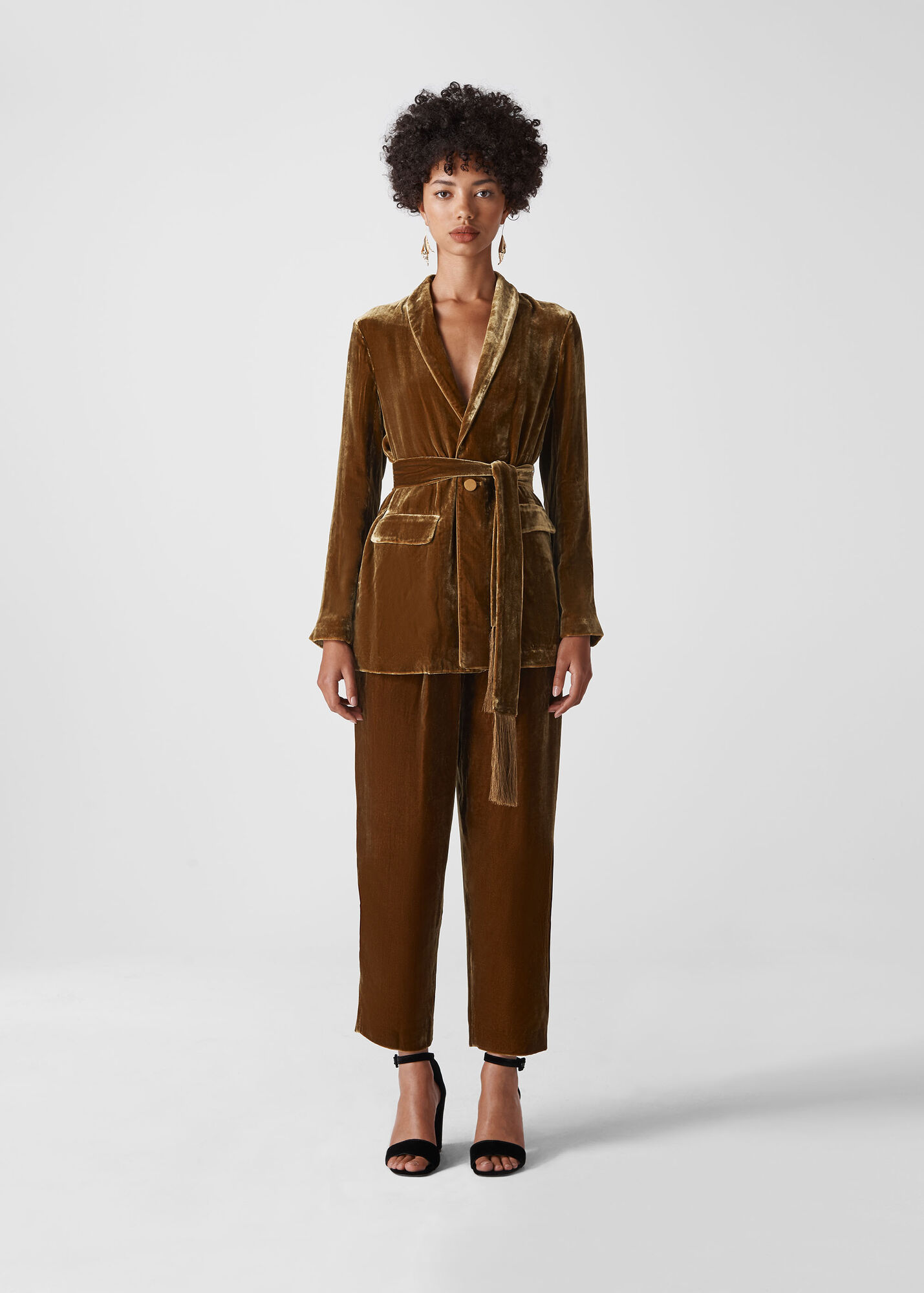 Gold Fringe Detail Velvet Jacket WHISTLES