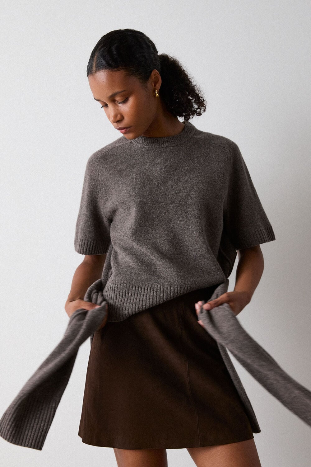 Neutral Wool Knitted Tee