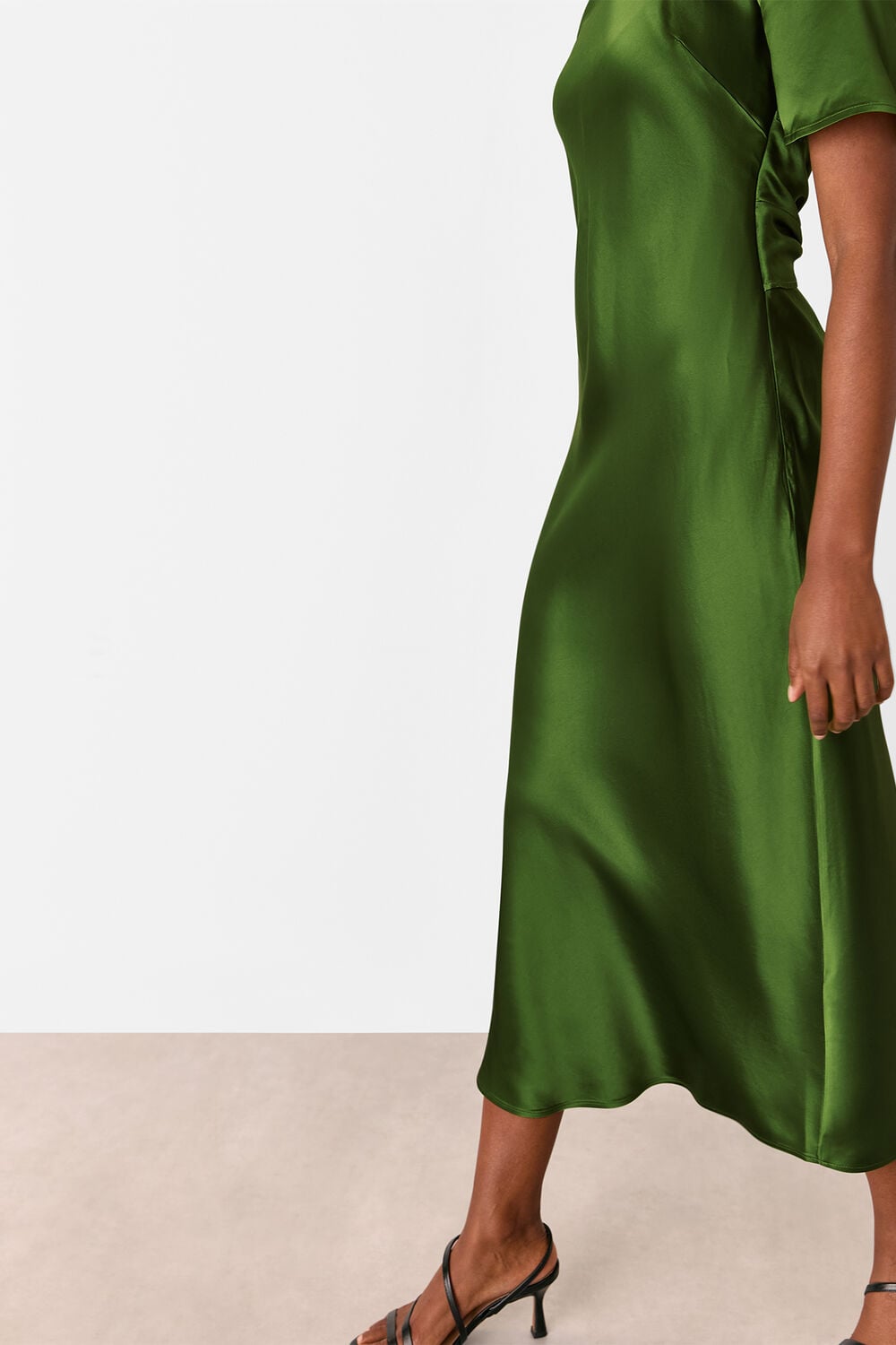 Green Avery Satin Twist Dress