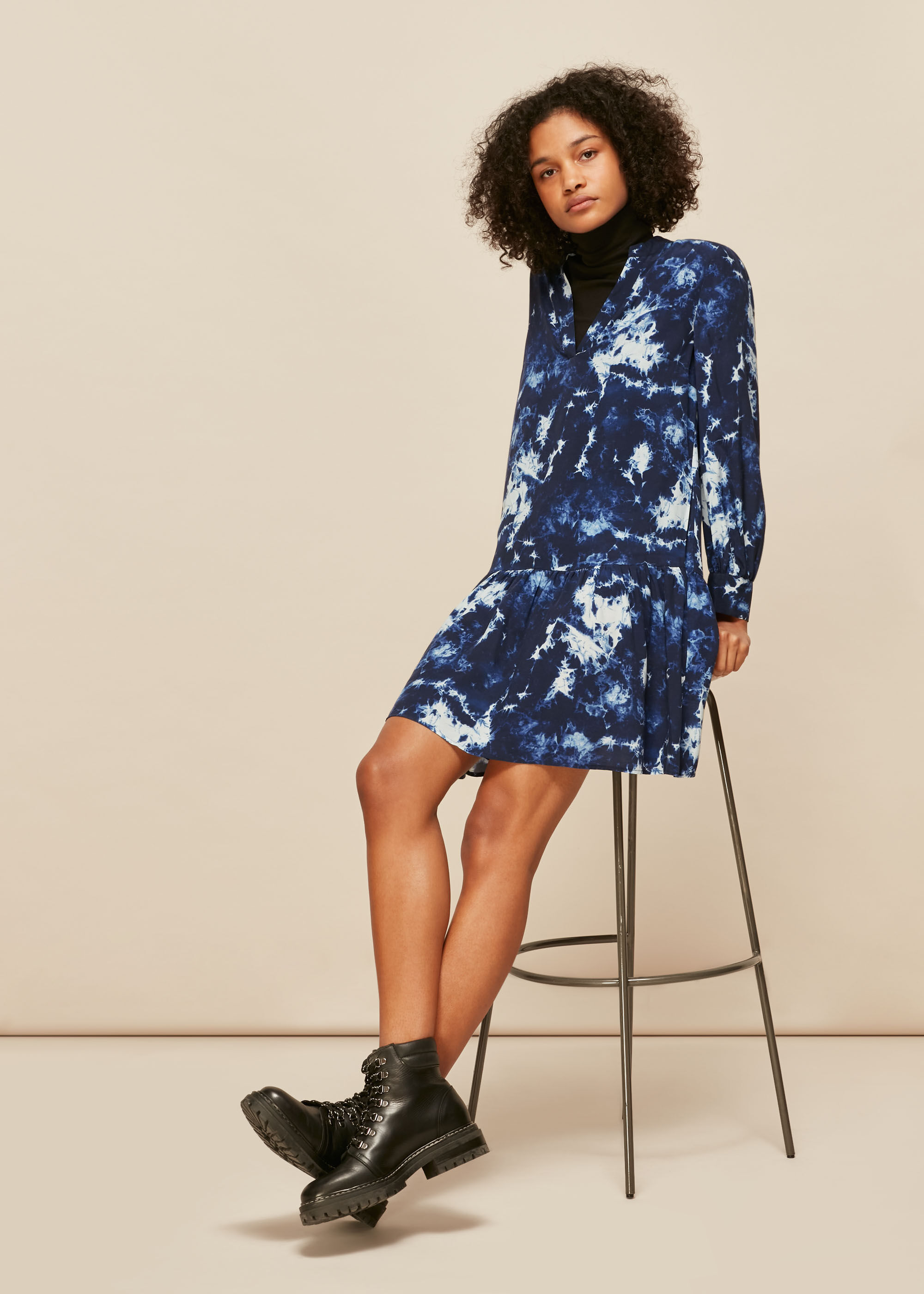 Zara blue smock dress cheap