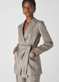 Lea Linen Belted Jacket Grey