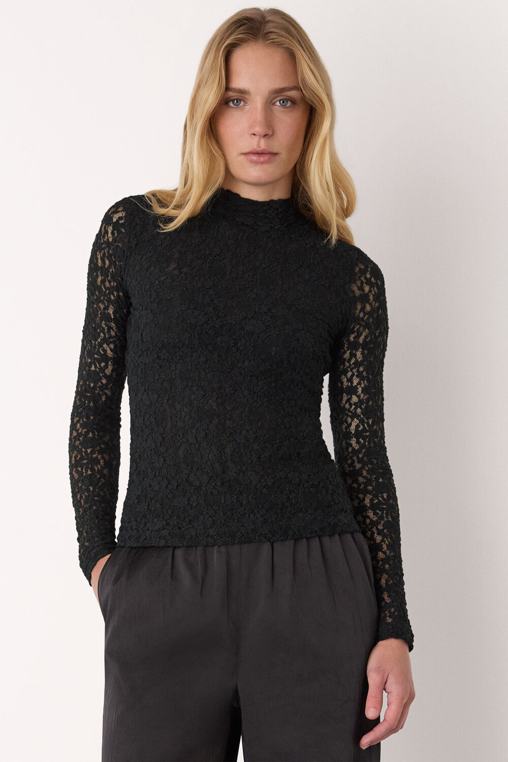 Lace Detail High Neck Top