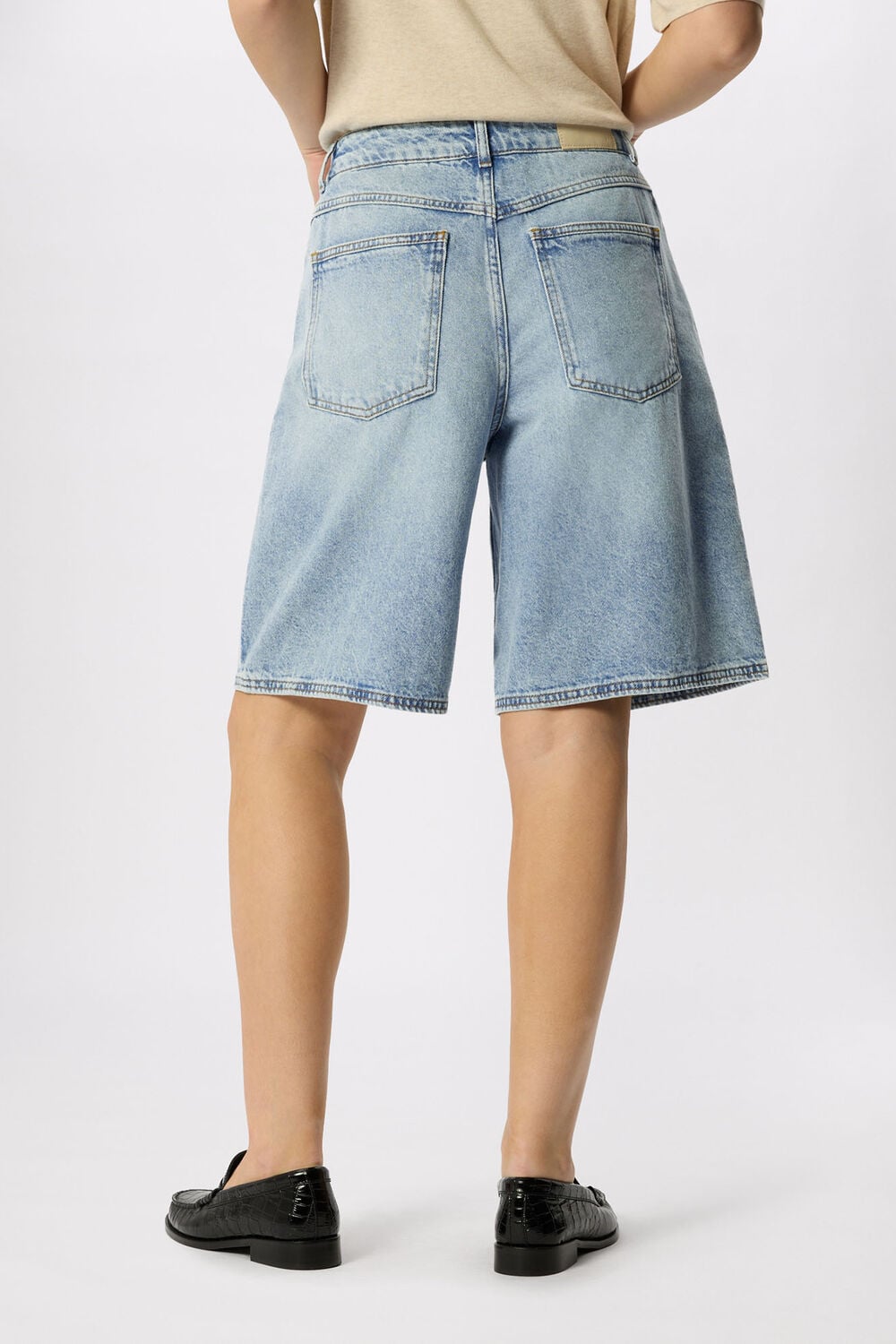Light Wash Authentic Knee Length Short