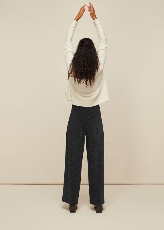 Black Sparkle Ponte Wide Leg Trouser