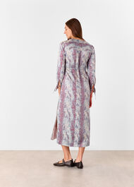 Mottled Snake Print Midi Dress