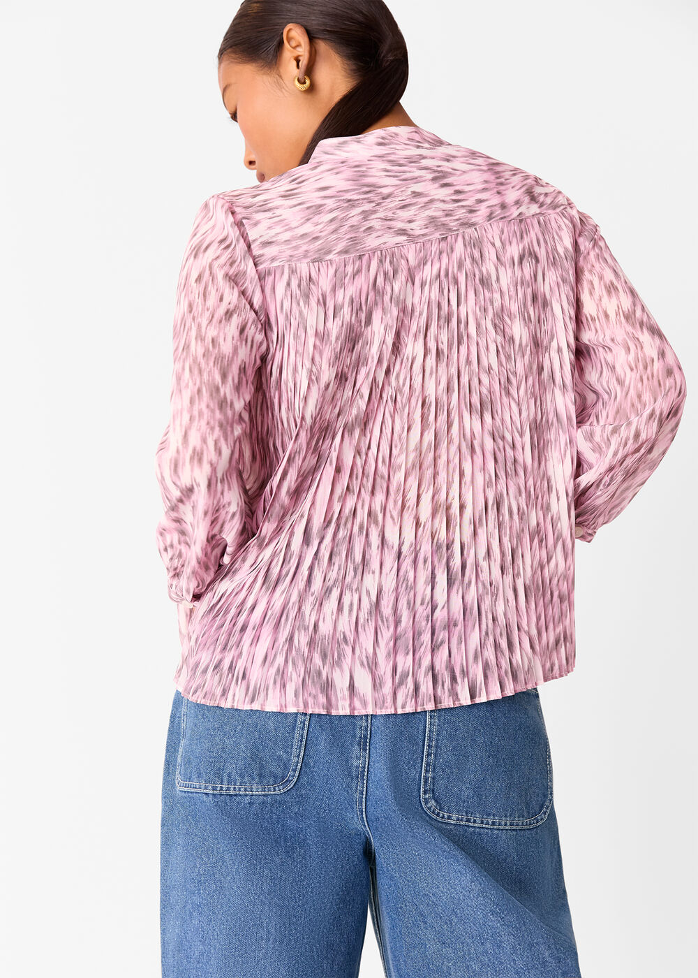 Petite Leopard Pleat Detail Shirt