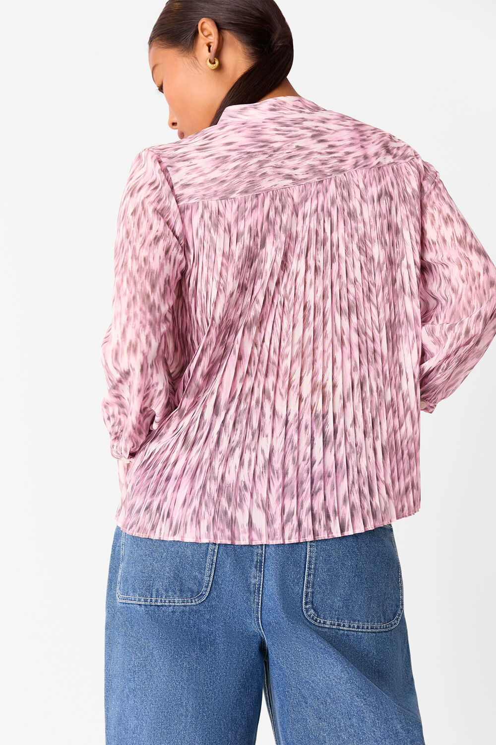 Petite Leopard Pleat Detail Shirt