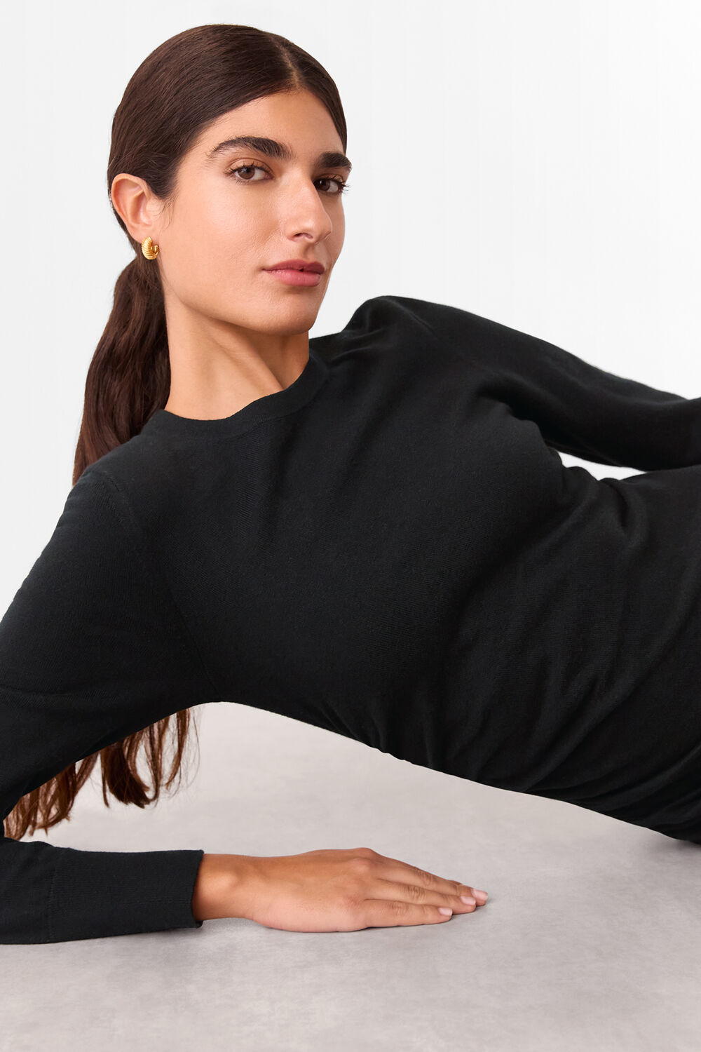 Gathered Side Midi Knit Dress