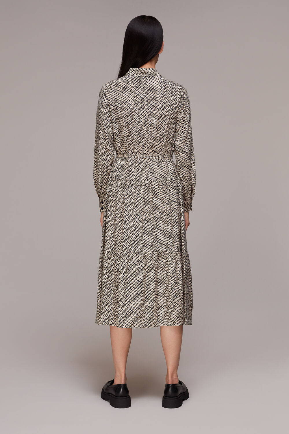 Navy Clover Print Shirt Dress
