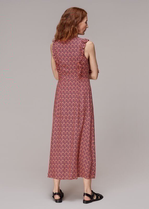 Multicolour Sea Tree Frill Midi Dress