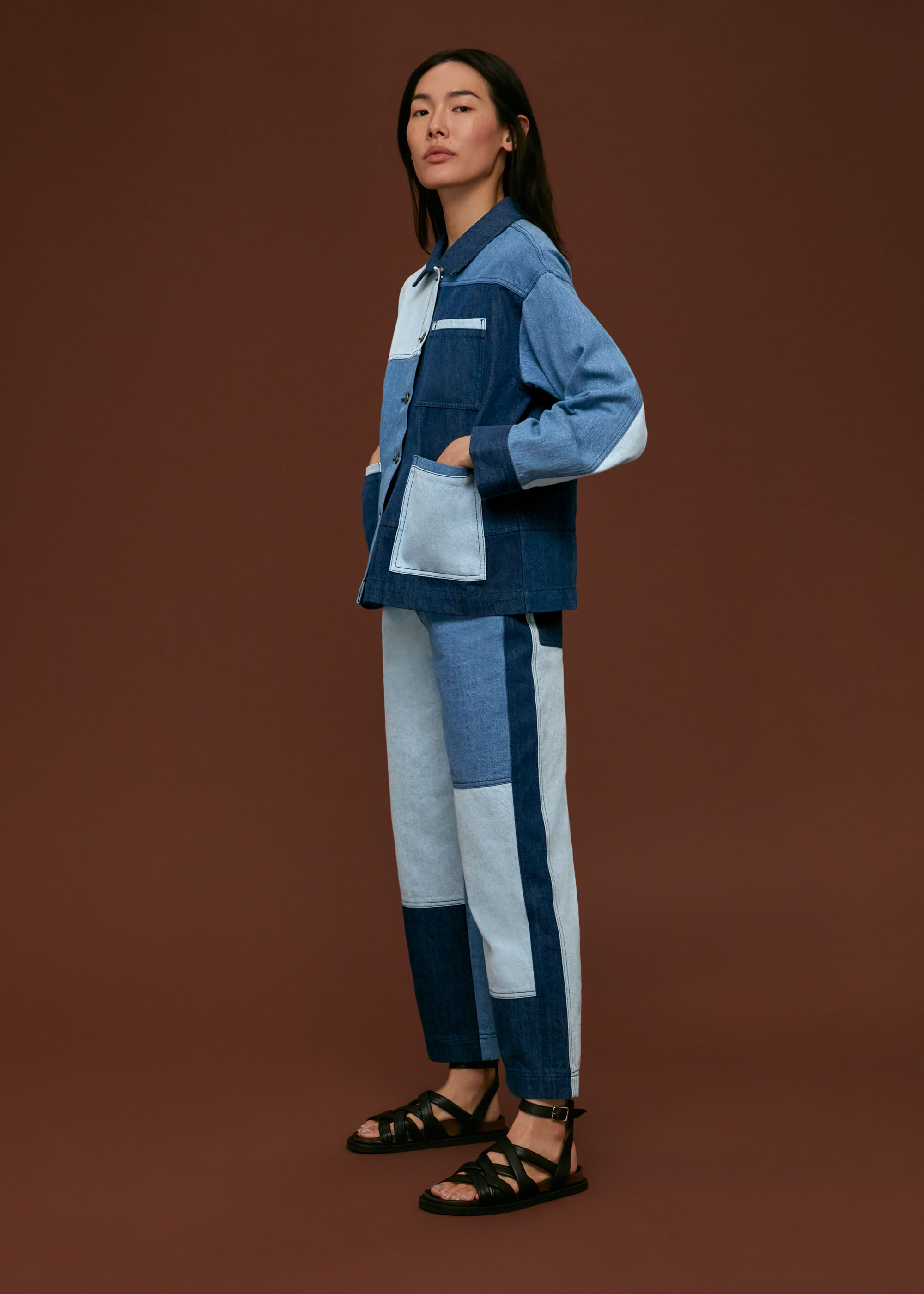 Denim Patchwork Denim Jacket | WHISTLES | Whistles US |