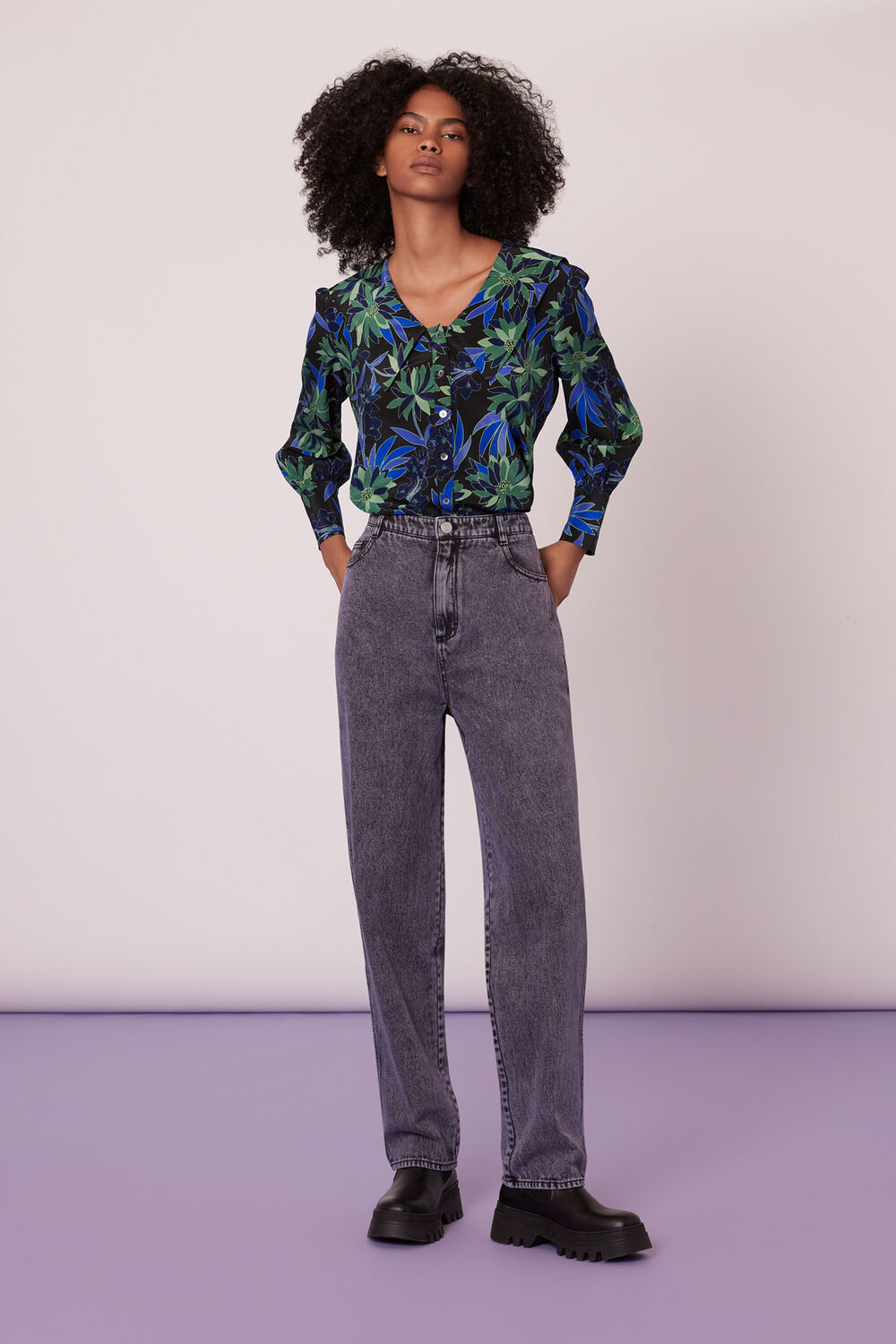 Scaling Blossom Silk Shirt