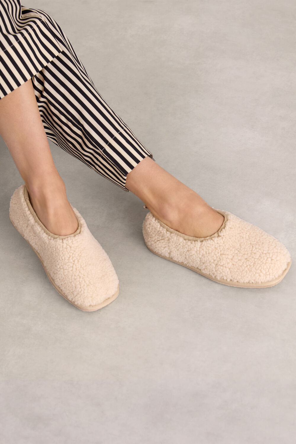 Neutral Shearling Ballet Slipper