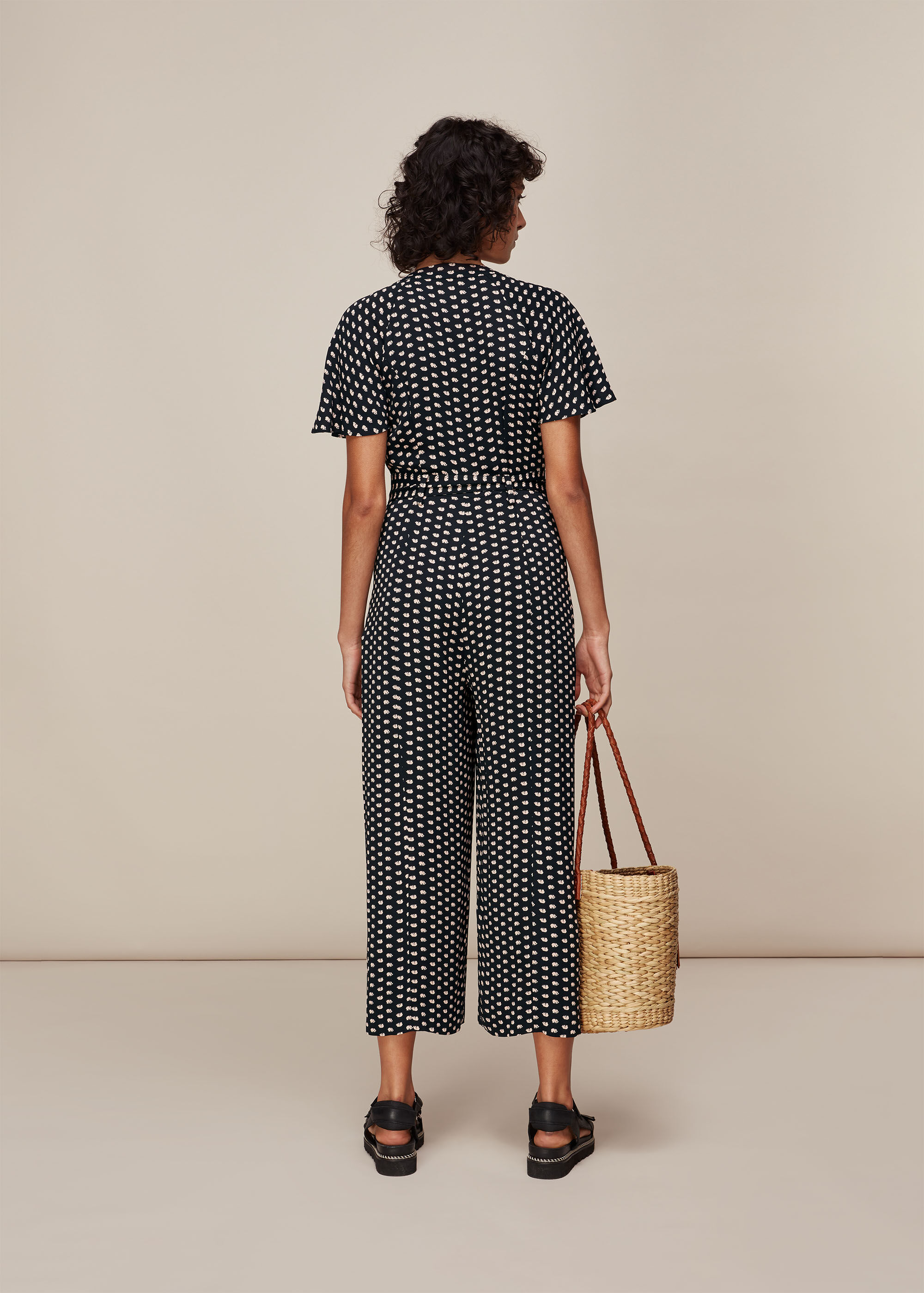 Black/Multi Elephant Print Jumpsuit