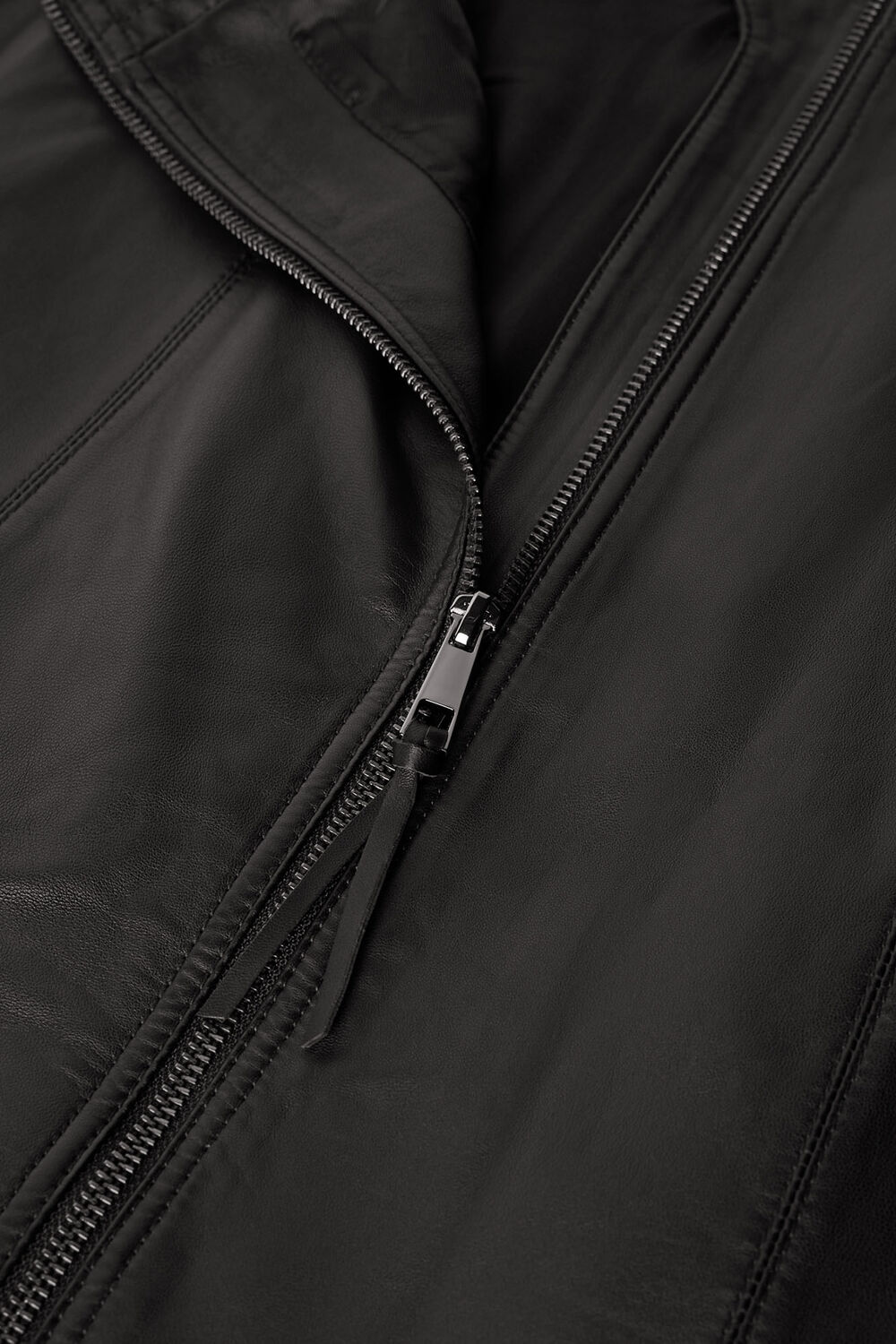 Black Zip Front Leather Pencil Skirt