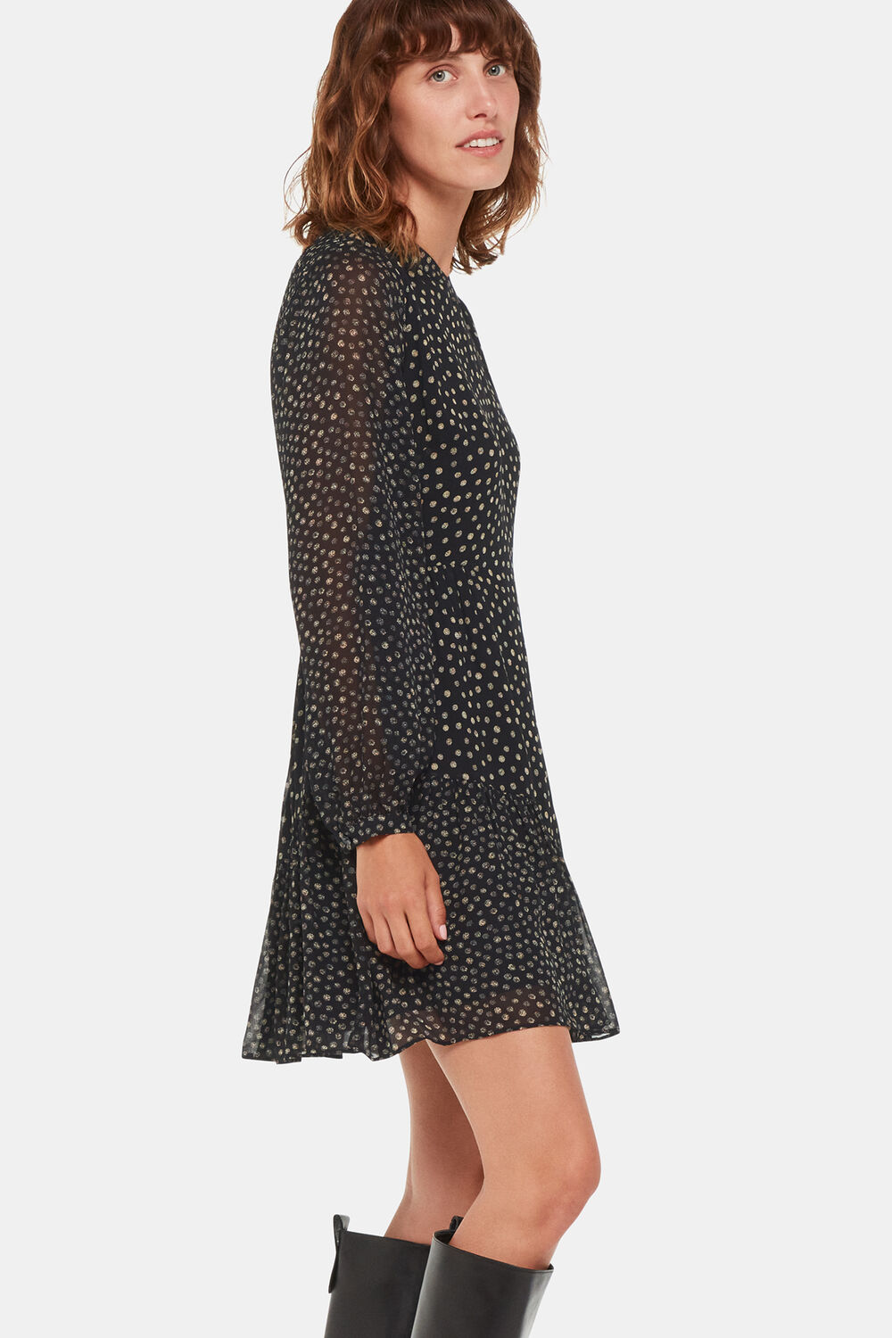 Black Speckled Polka Dot Dress