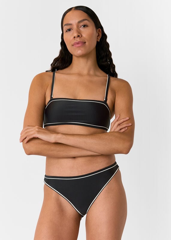 Black Piper Contrast Bikini Bottom