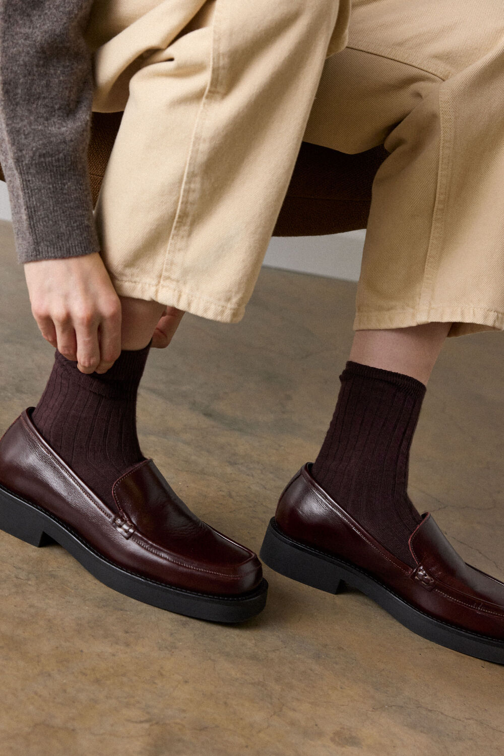 Square Toe Leather Loafer