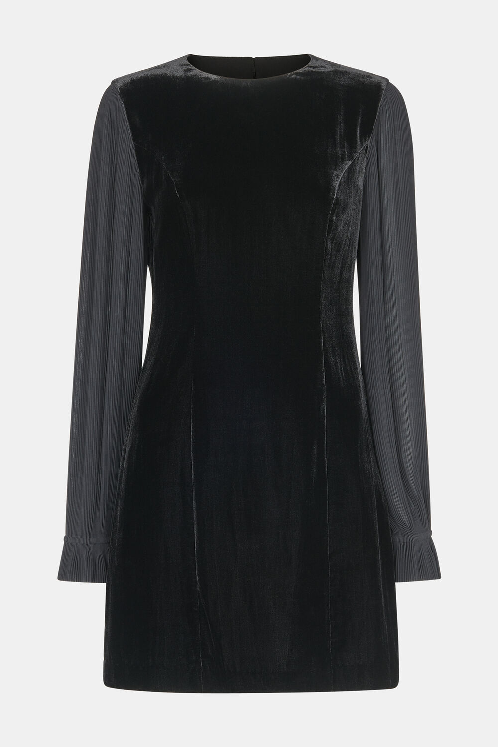 Velvet Pleat Sleeve Mini Dress